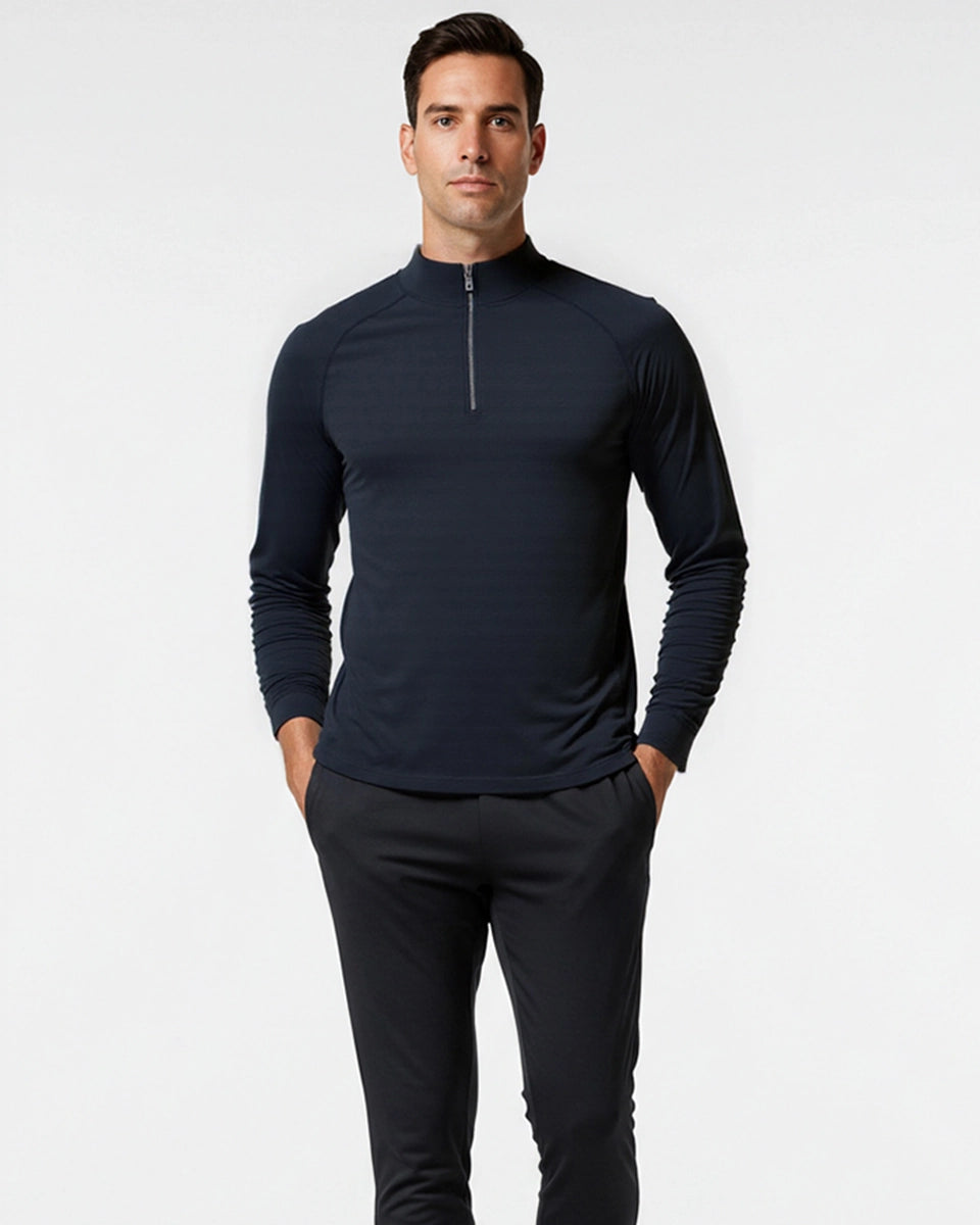 Athletic quarter-zip with breathable stretch fabric for all-day comfort