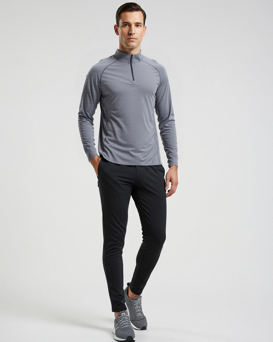 Athletic quarter-zip with breathable stretch fabric for all-day comfort