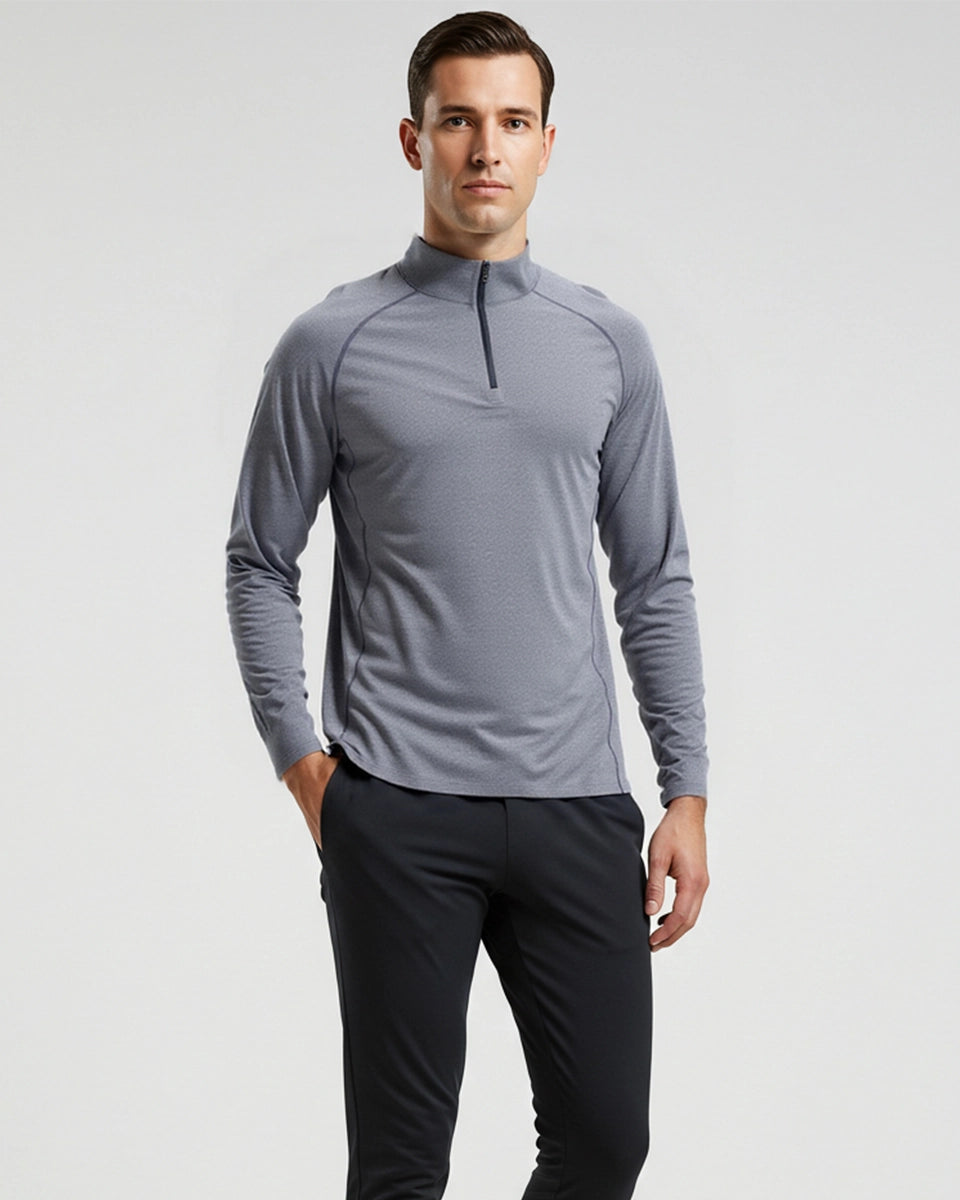 Athletic quarter-zip with breathable stretch fabric for all-day comfort
