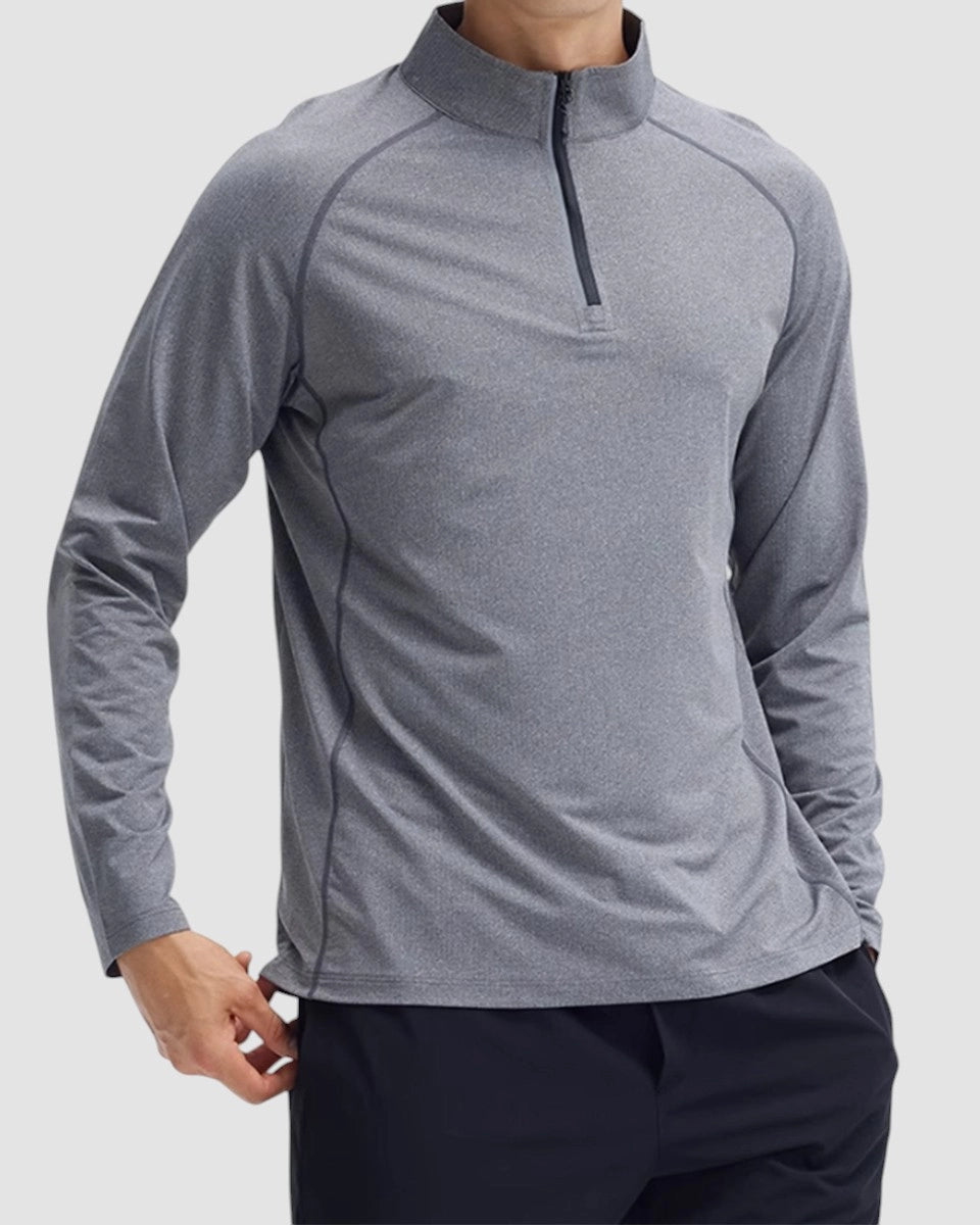 Athletic quarter-zip with breathable stretch fabric for all-day comfort