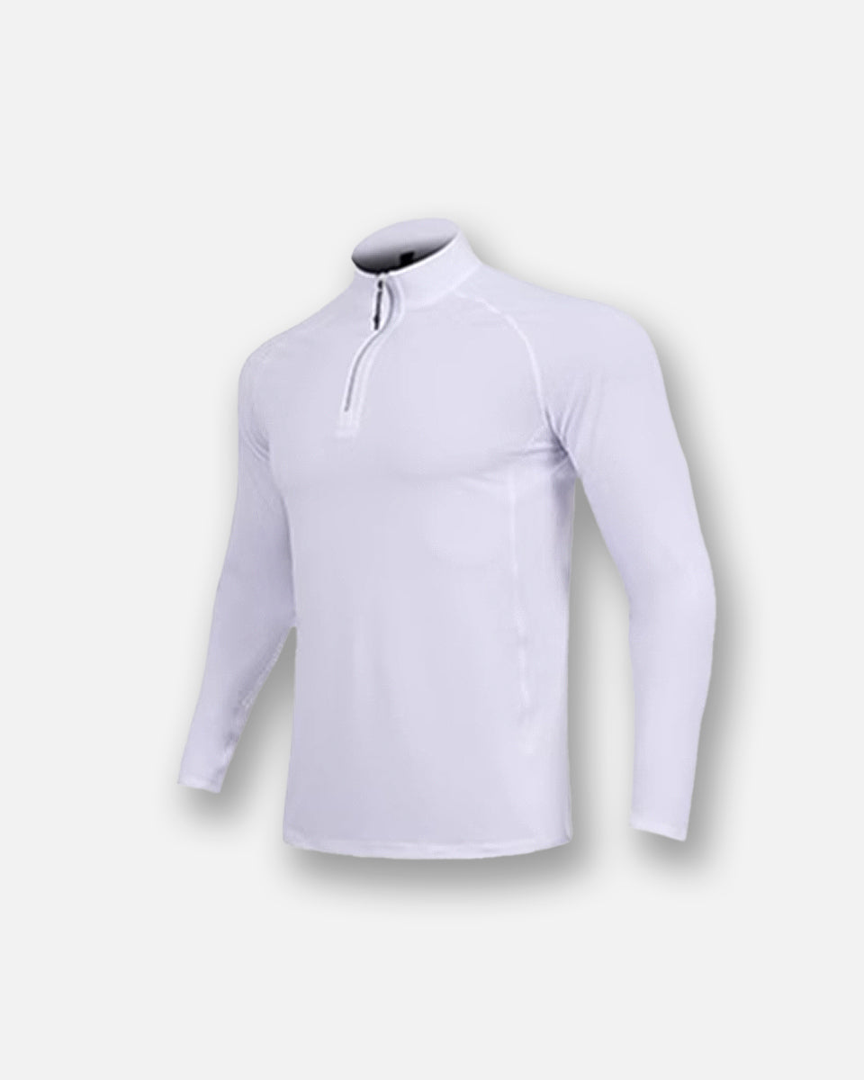 Athletic quarter-zip with breathable stretch fabric for all-day comfort