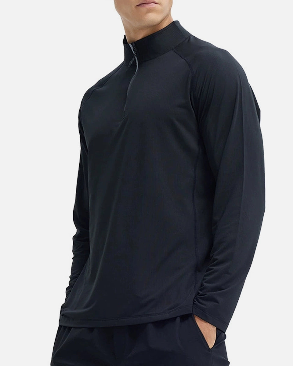 Athletic quarter-zip with breathable stretch fabric for all-day comfort