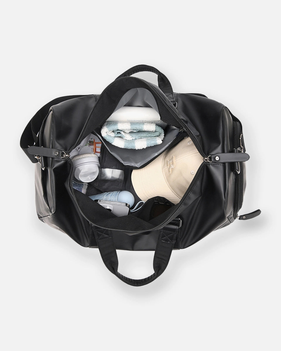 Durable waterproof duffel bag with multiple compartments