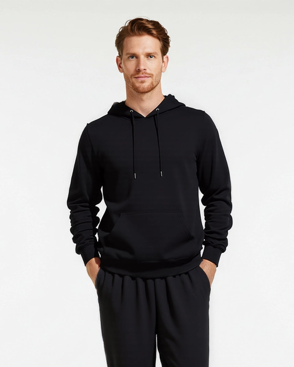 Work-to-Workout Hoodie – Premium black hoodie for men’s office-to-gym transition