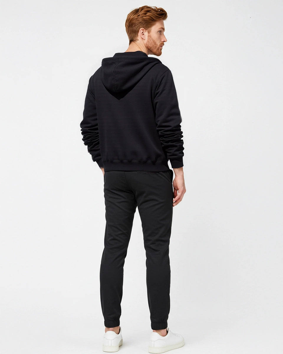 Work-to-Workout Hoodie – Premium black hoodie for men’s office-to-gym transition