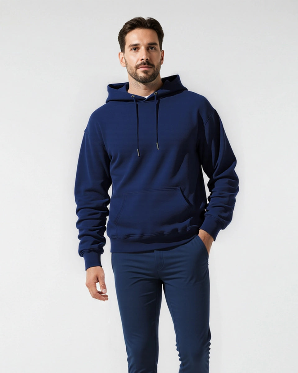 Work-to-Workout Hoodie – Premium navy hoodie for men’s office-to-gym transition