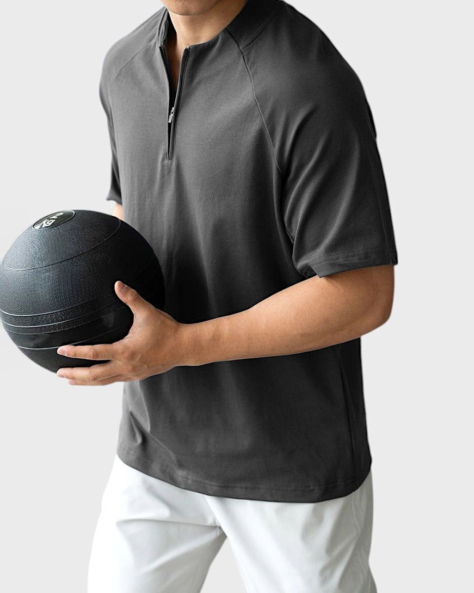 Men’s breathable quarter-zip with mesh underarm for moisture-wicking performance