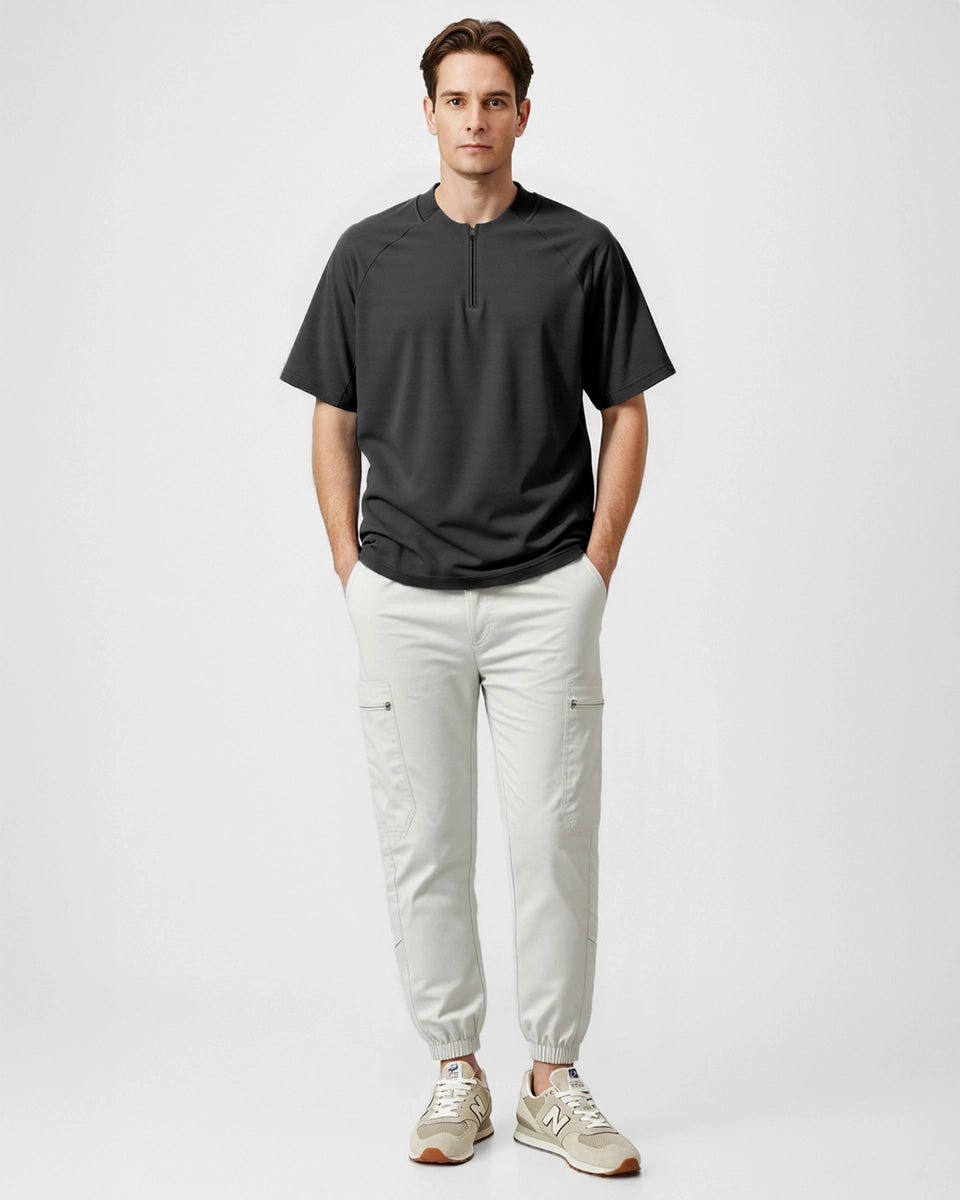Men’s breathable quarter-zip with mesh underarm for moisture-wicking performance