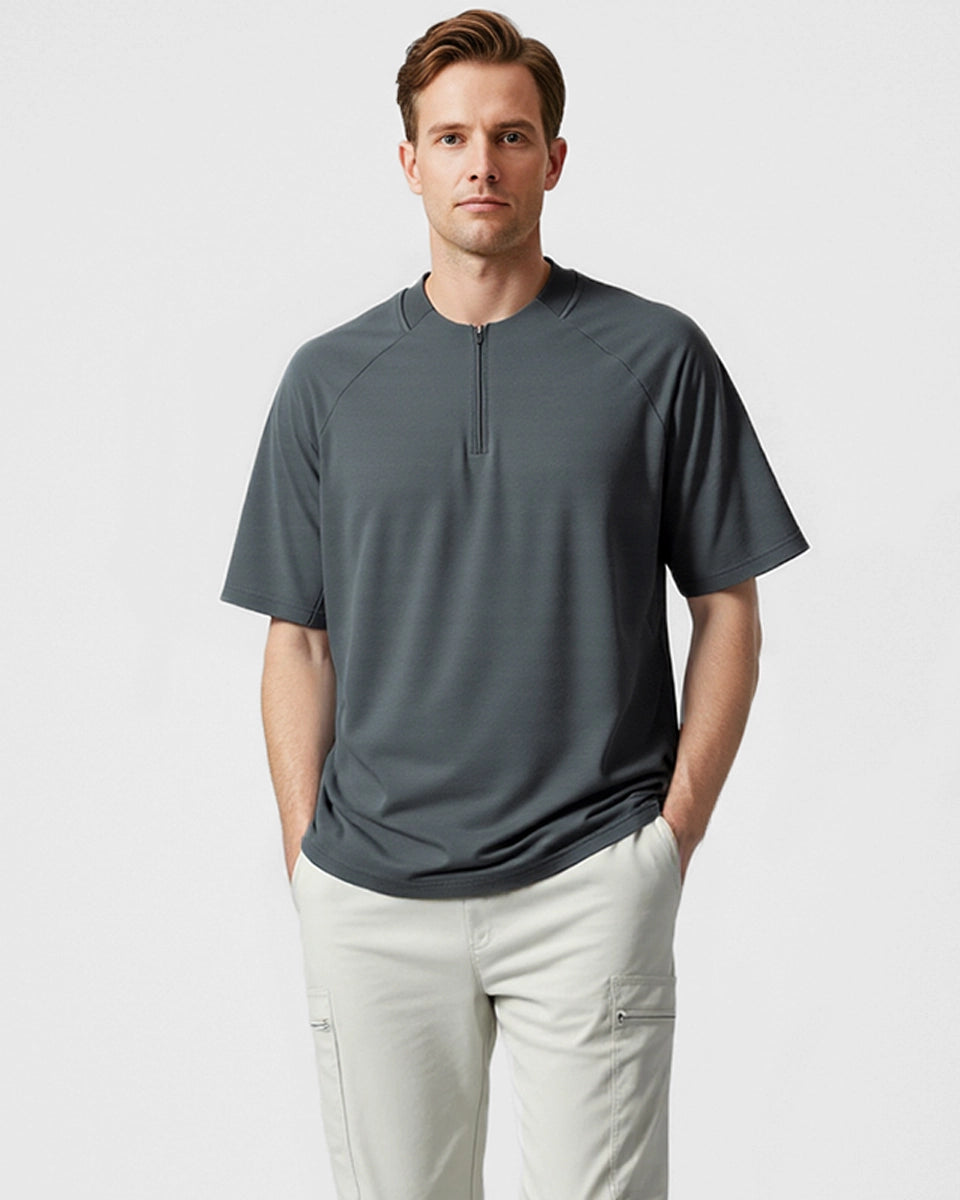 Men’s breathable quarter-zip with mesh underarm for moisture-wicking performance