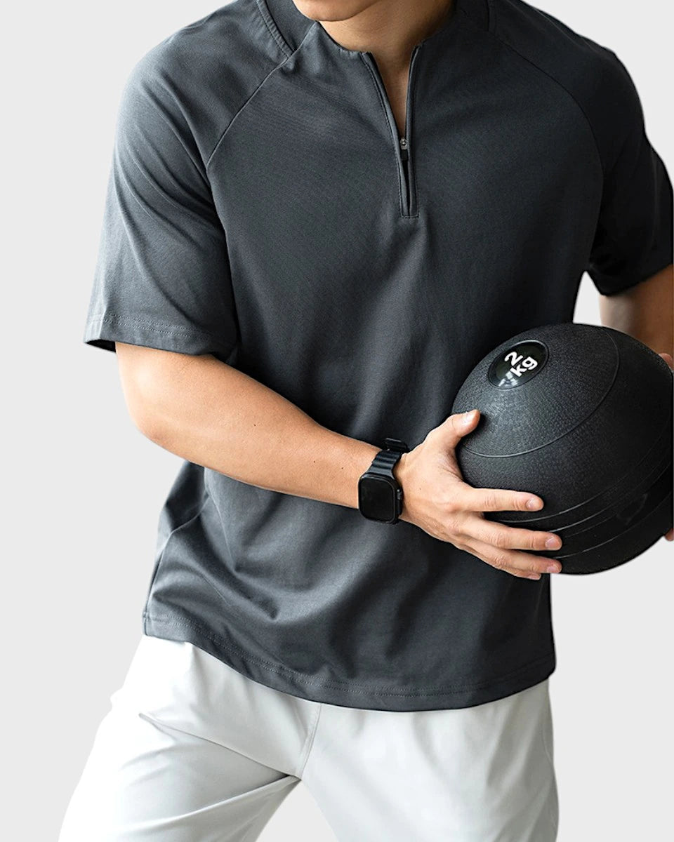 Men’s breathable quarter-zip with mesh underarm for moisture-wicking performance