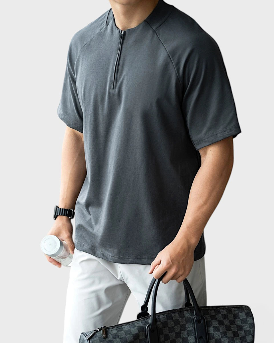 Men’s breathable quarter-zip with mesh underarm for moisture-wicking performance