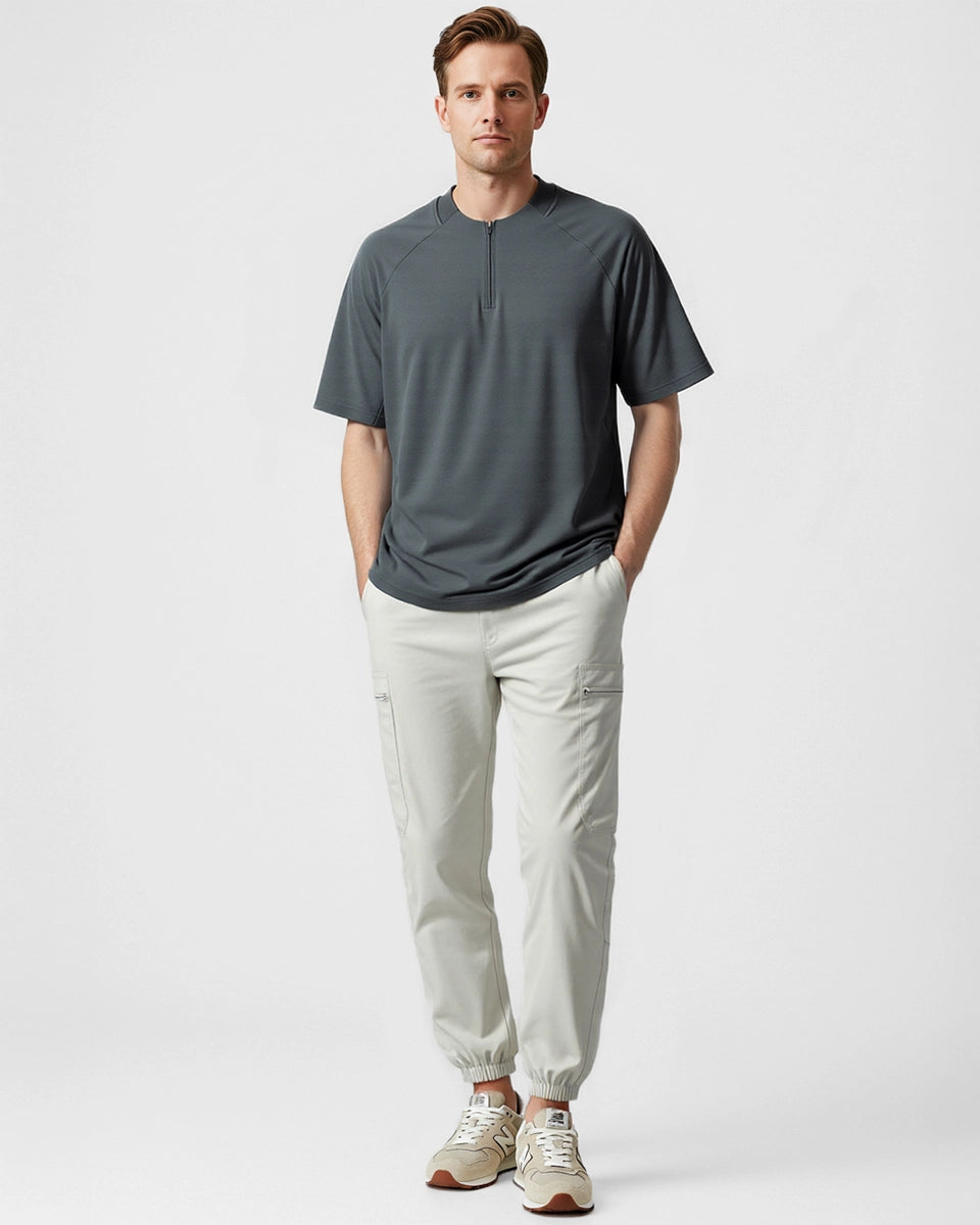 Men’s breathable quarter-zip with mesh underarm for moisture-wicking performance