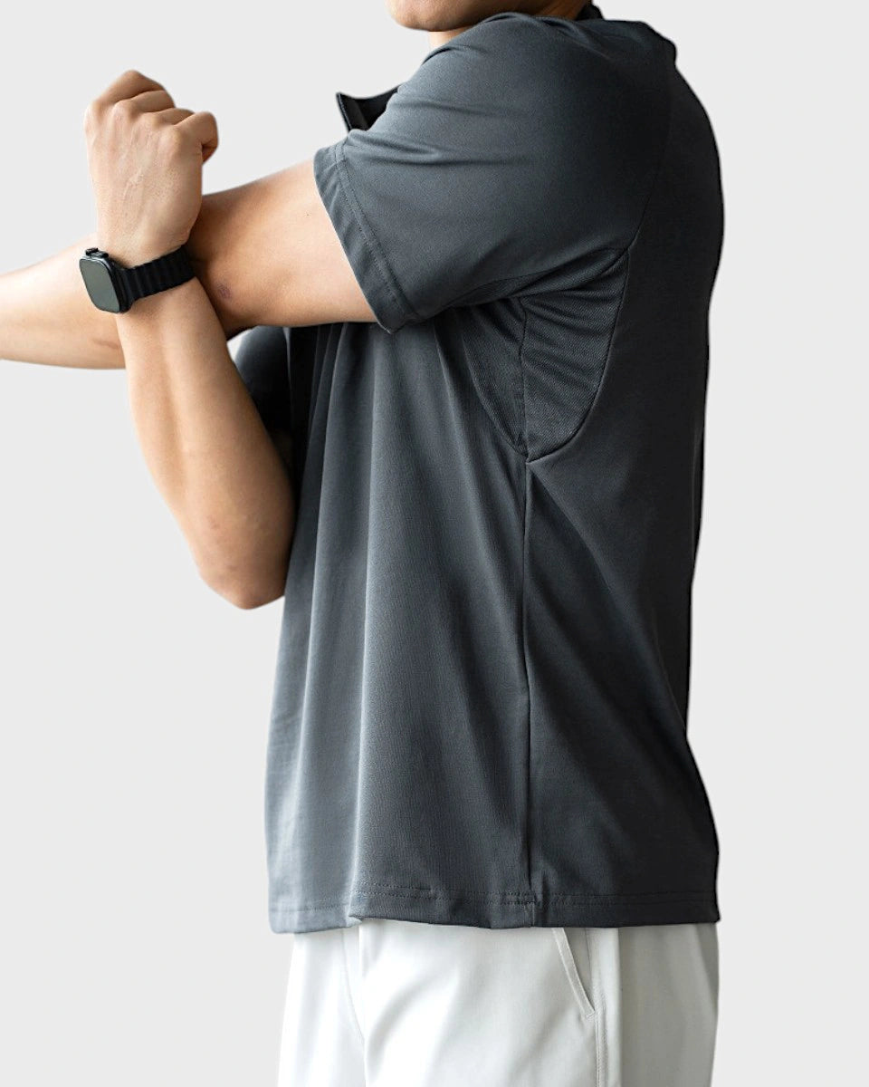 Men’s breathable quarter-zip with mesh underarm for moisture-wicking performance