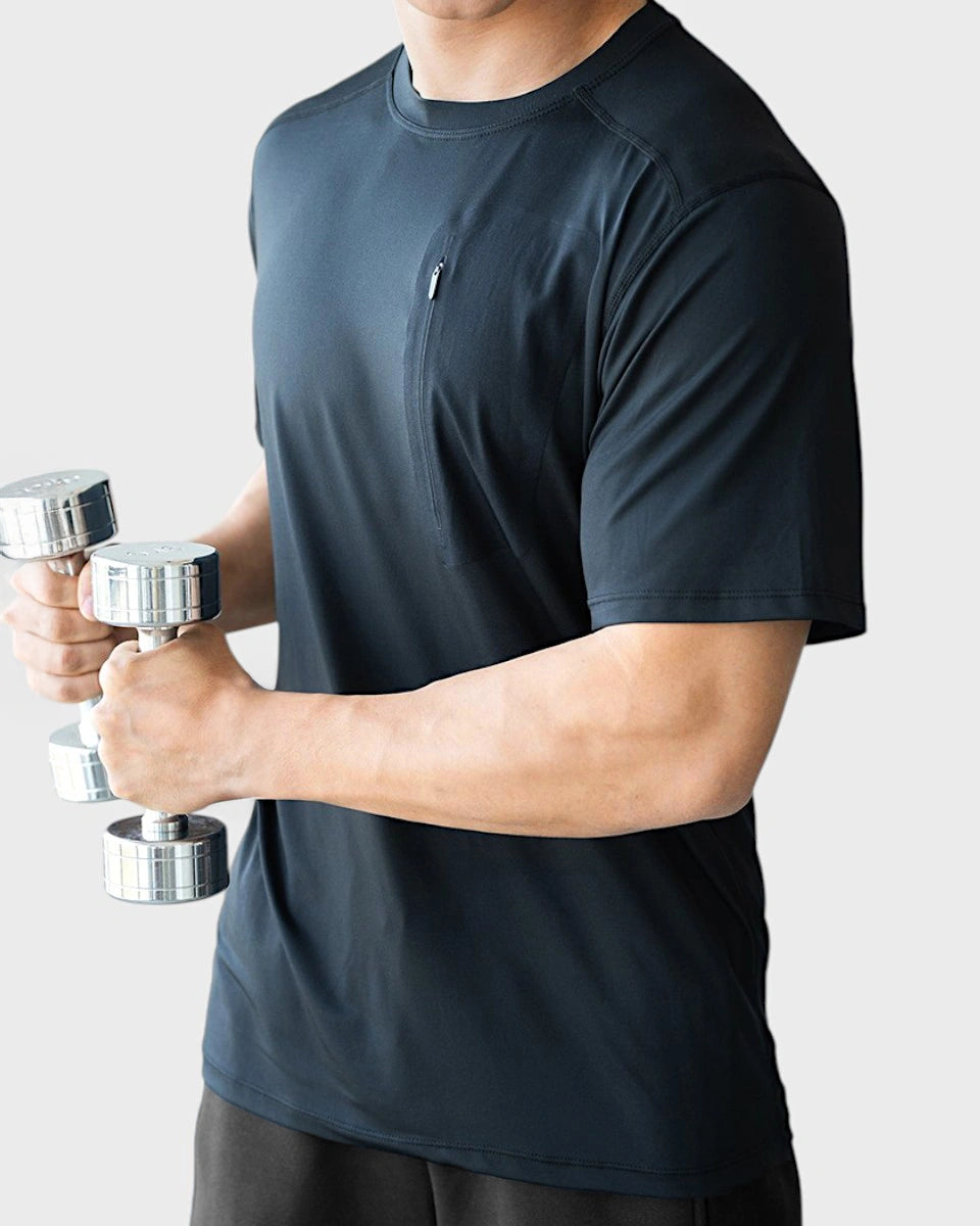 Moisture-wicking athletic tee for office duty, training, running, and everyday wear.