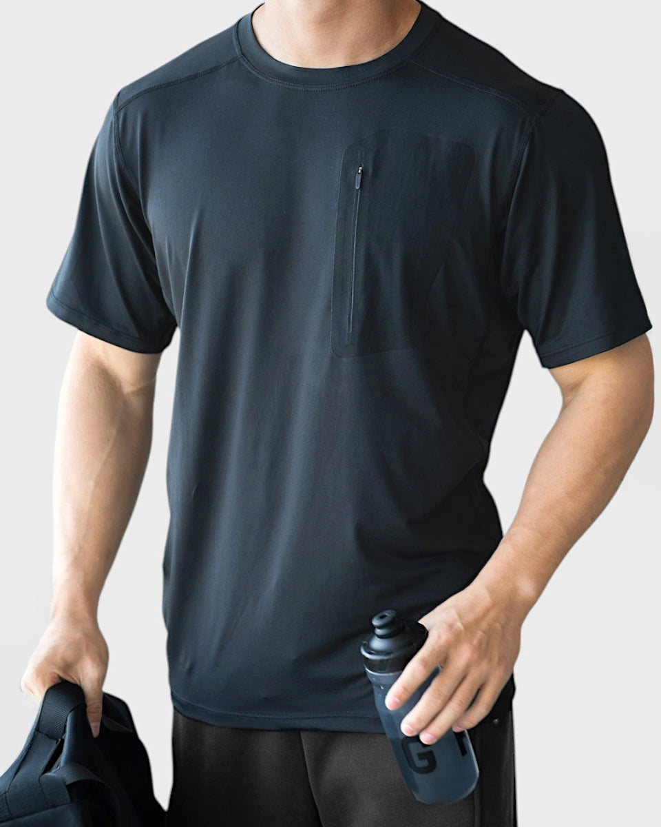 Moisture-wicking athletic tee for office duty, training, running, and everyday wear.
