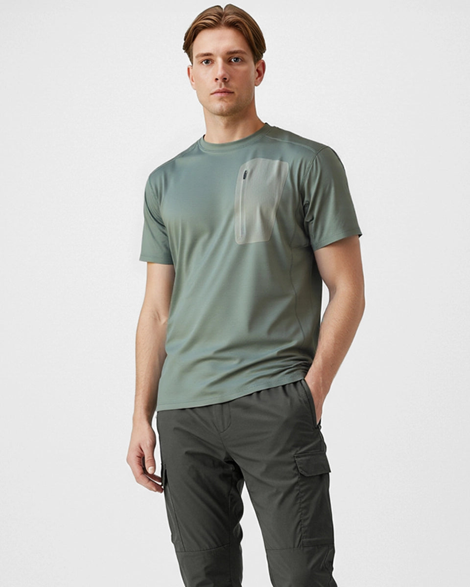 Moisture-wicking athletic tee for office duty, training, running, and everyday wear.