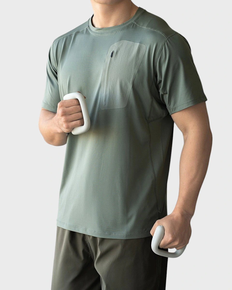 Moisture-wicking athletic tee for office duty, training, running, and everyday wear.