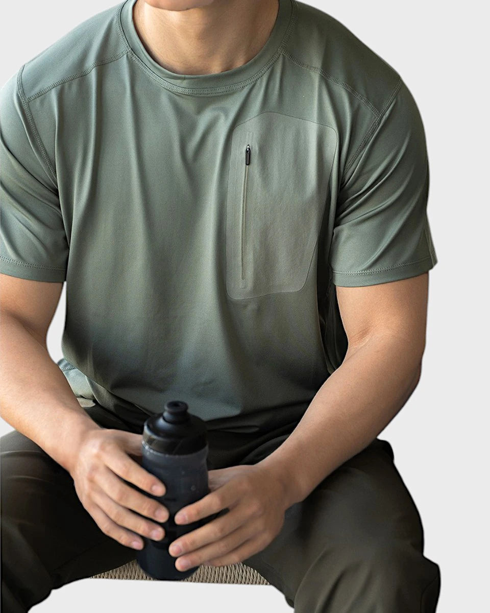 Moisture-wicking athletic tee for office duty, training, running, and everyday wear.