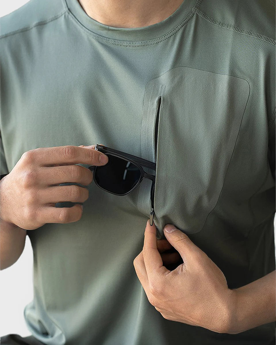 Moisture-wicking athletic tee for office duty, training, running, and everyday wear.