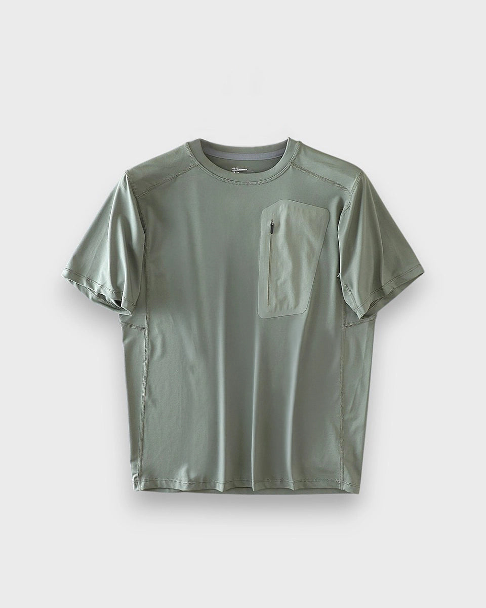 Moisture-wicking athletic tee for office duty, training, running, and everyday wear.