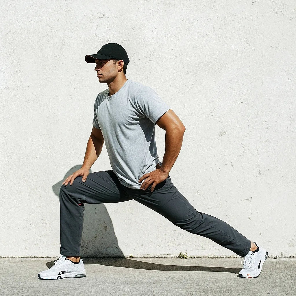 Light gray slim-fit performance pants from Bearvel’s Pants Collection, designed for breathability, stretch, and seamless transitions from office to active movement.