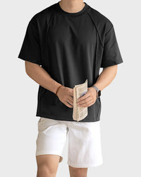 Relaxed-fit men's t-shirt in silky 50-count cotton blend – lightweight, cool-touch fabric for all-day comfort