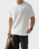 Relaxed-fit men's t-shirt in silky 50-count cotton blend – lightweight, cool-touch fabric for all-day comfort