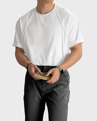Relaxed-fit men's t-shirt in silky 50-count cotton blend – lightweight, cool-touch fabric for all-day comfort