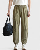 Moisture-wicking jogger pants with elastic waistband and zipper pockets