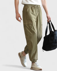 Moisture-wicking jogger pants with elastic waistband and zipper pockets