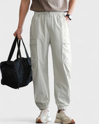 Moisture-wicking jogger pants with elastic waistband and zipper pockets