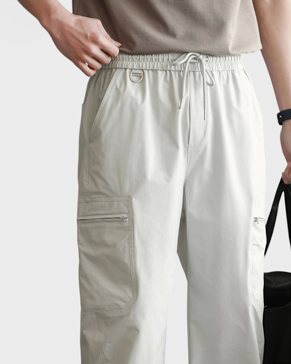 Moisture-wicking jogger pants with elastic waistband and zipper pockets