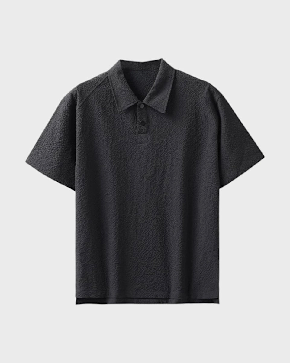Urbanease Polo – Men’s seersucker polo shirt with breathable fabric and relaxed fit