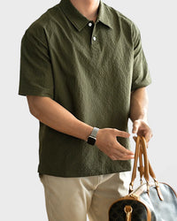 Urbanease Polo – Men’s seersucker polo shirt with breathable fabric and relaxed fit