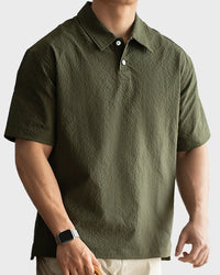 Urbanease Polo – Men’s seersucker polo shirt with breathable fabric and relaxed fit