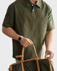 Urbanease Polo – Men’s seersucker polo shirt with breathable fabric and relaxed fit