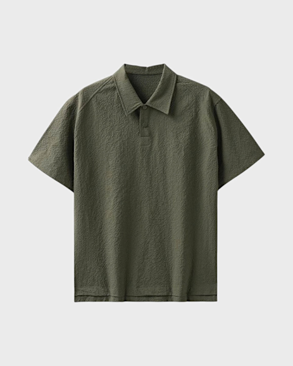 Urbanease Polo – Men’s seersucker polo shirt with breathable fabric and relaxed fit