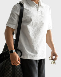 Urbanease Polo – Men’s seersucker polo shirt with breathable fabric and relaxed fit