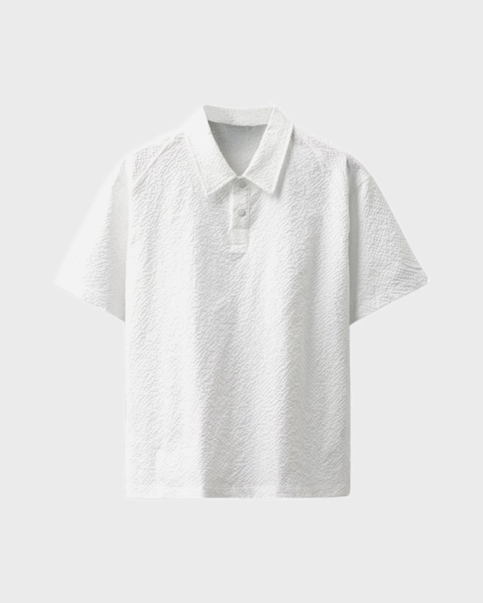 Urbanease Polo – Men’s seersucker polo shirt with breathable fabric and relaxed fit